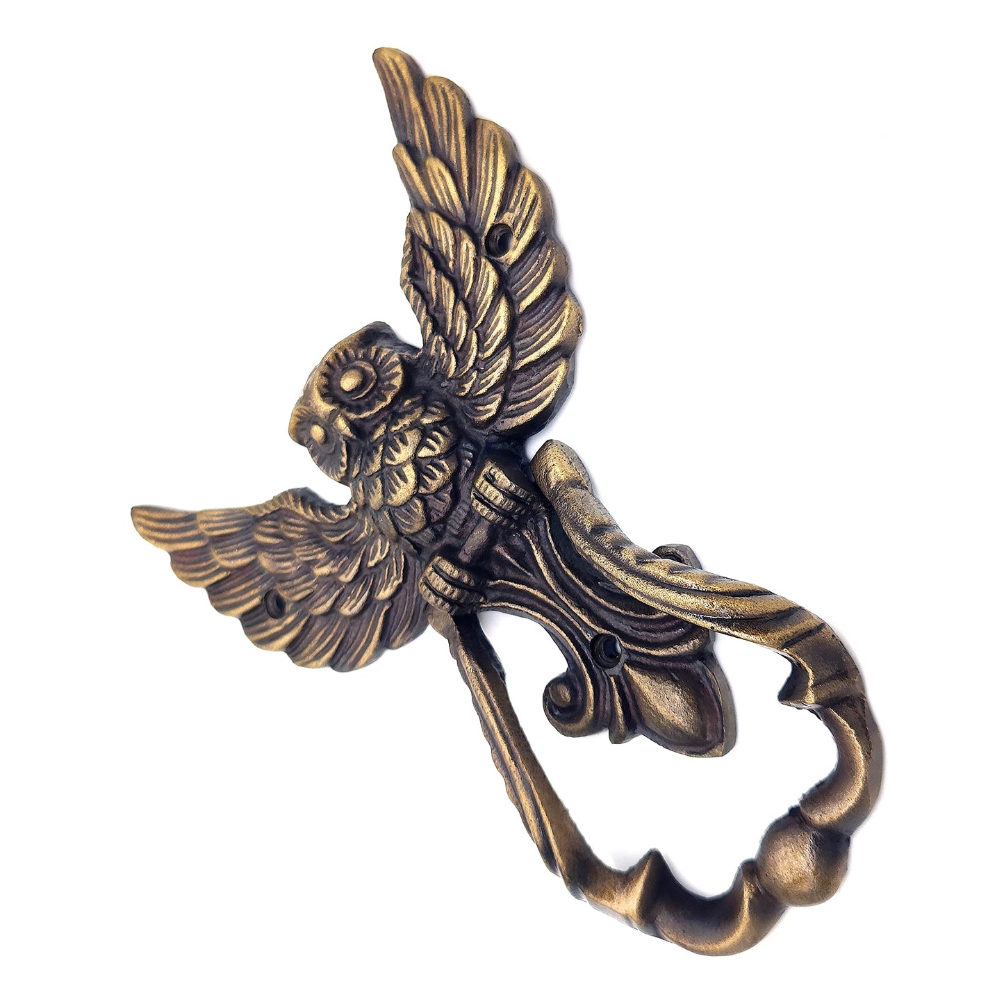 REPLICARTZUS Metal Antique Finish Owl Front Door Handle Heavy Duty Shape Knockers for Garden Wooden House Farmhouse, Home Décor Accessories