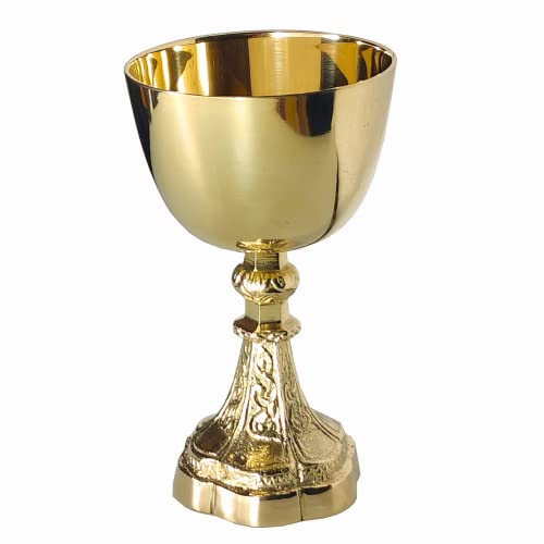 REPLICARTZUS Vintage Chalice Goblet Communion Cup, Brass Wine Goblet, Handmade Gold Chalice - Ideal Gift for Wine Enthusiasts - Wedding Wine Glass, 1 Pc 6.5" - 230 ml