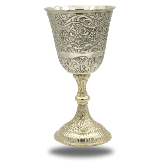 REPLICARTZUS Royal King & Queen Brass Chalice Goblet, Antique Gold Game of Thrones-Inspired Wine Goblet - Affordable Medieval Renaissance Glassware Chalice Cup Gift - Pack of 1 6-inch, 170ml Capacity