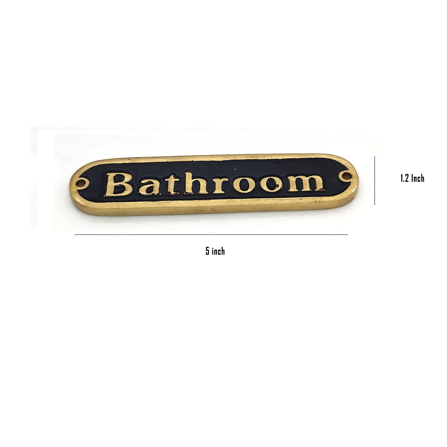 Traditional Handmade Brass Toilet Bathroom Door Sign Plaque (BATHROOM)