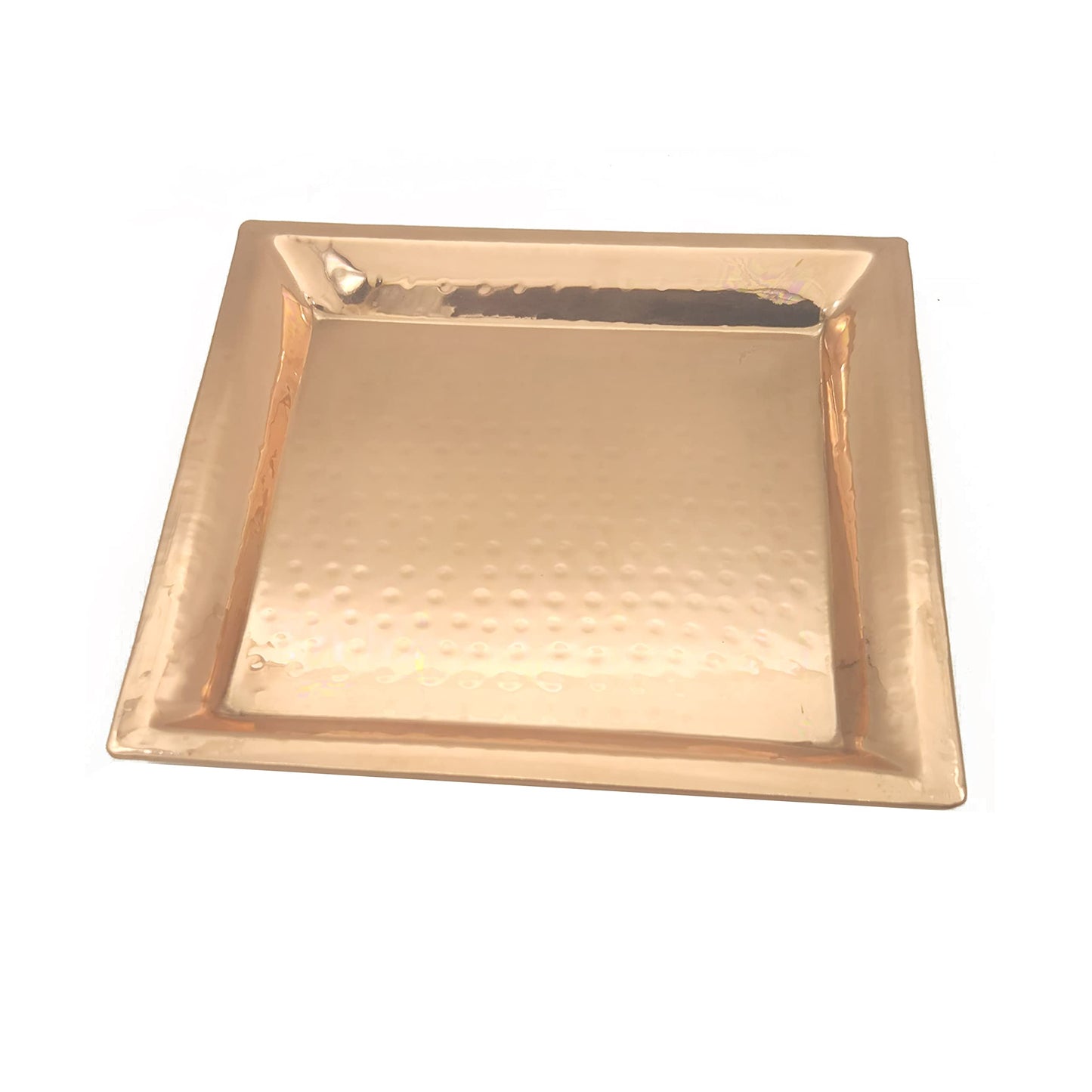 REPLICARTZUS Large Copper Plated Serving Trays Set of 2 12x12 9x9 Inch Platters - Appetizer Tray - Chrome Platters Pack of 2