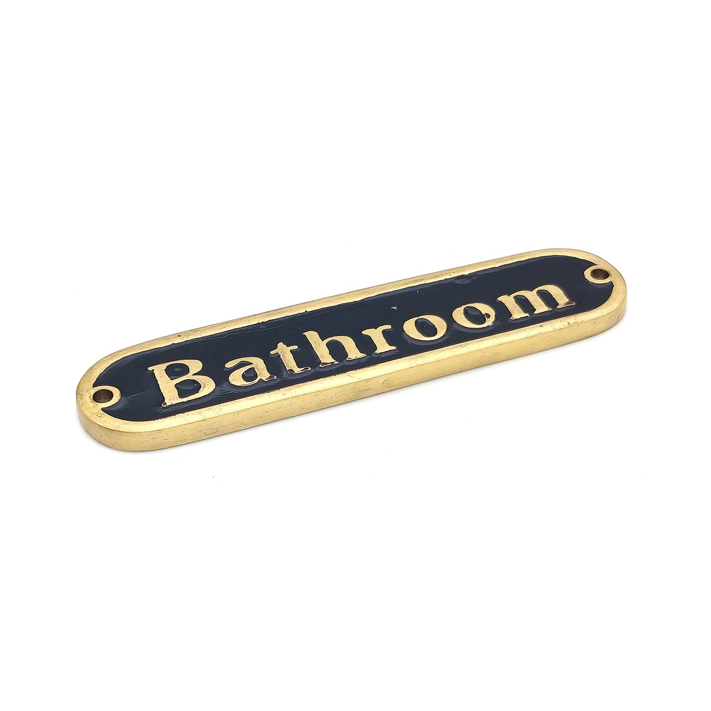 Traditional Handmade Brass Toilet Bathroom Door Sign Plaque (BATHROOM)