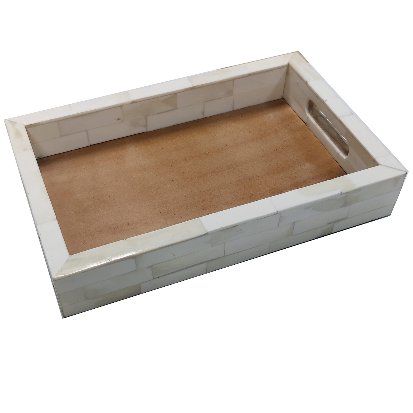 12x8 Inch White Bone Inlay Ottoman Tray – Multipurpose Bone Inlay Serving Tray or Simply Use as a Decorative Tray