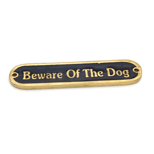 Beware of the Dog Brass Sign Plaque Traditional Handmade Door Accessory Casted Gold/Black Art Deco Style Home Décor Wall Mounted Handmade Bathroom Door Sign