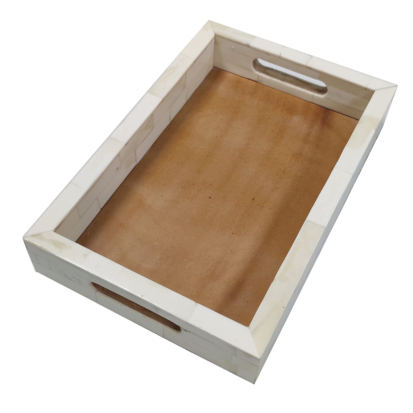 12x8 Inch White Bone Inlay Ottoman Tray – Multipurpose Bone Inlay Serving Tray or Simply Use as a Decorative Tray