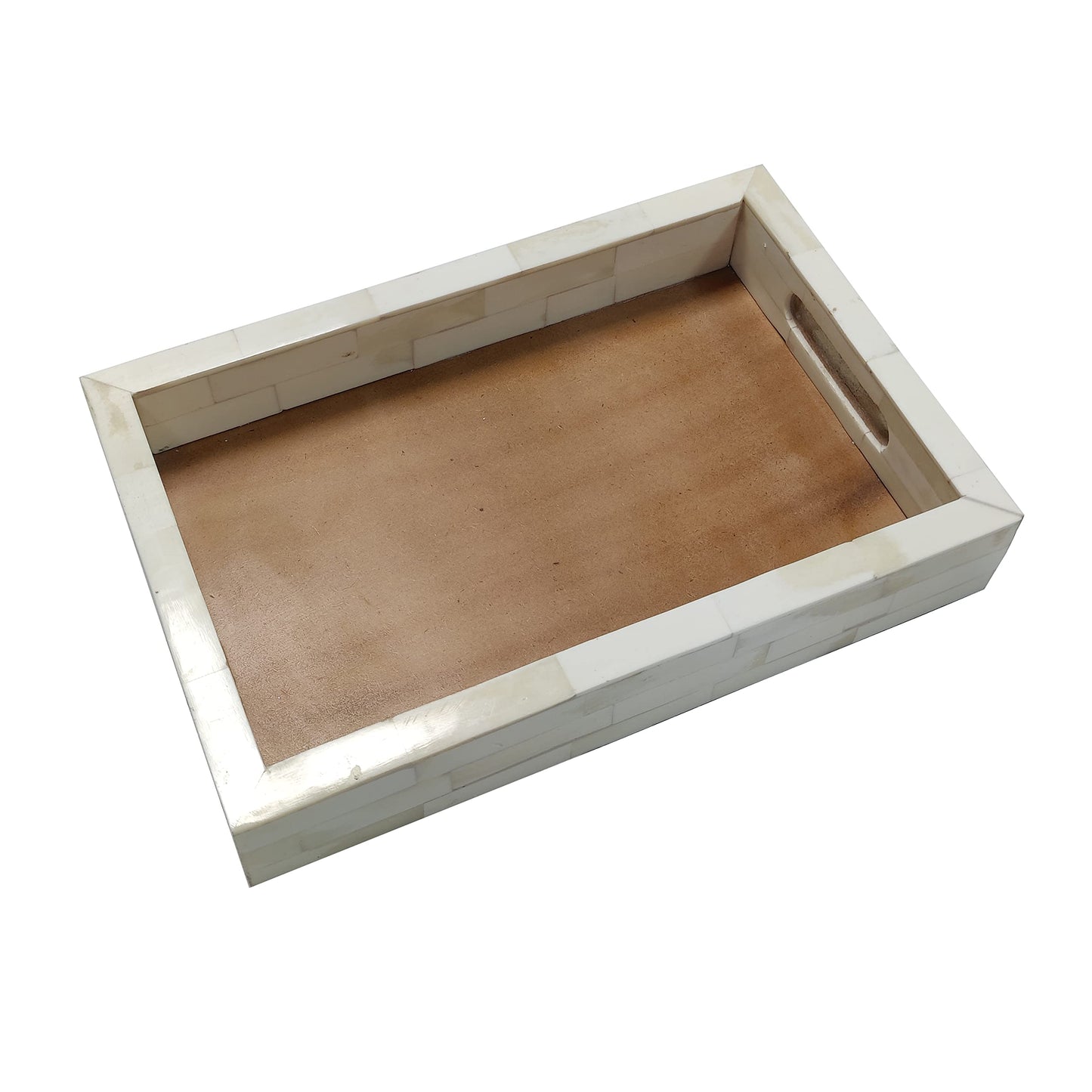 12x8 Inch White Bone Inlay Ottoman Tray – Multipurpose Bone Inlay Serving Tray or Simply Use as a Decorative Tray