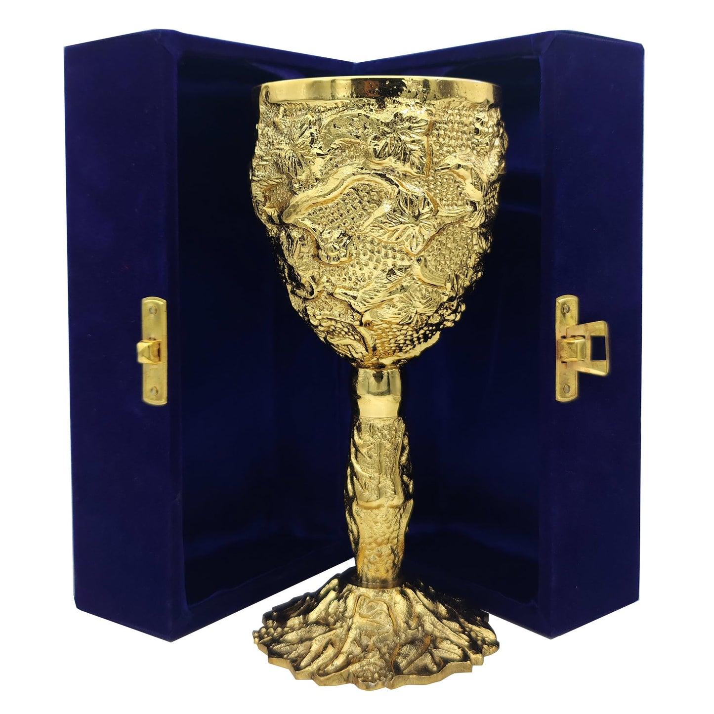 Wine Goblet Chalice Glass Gold Plated brass metal Elegant Lounge Dinner for Cocktail Table Whiskey Communion Cup for Sophisticated Sipping Experience Pack of 1 Including box Capacity 6 oz